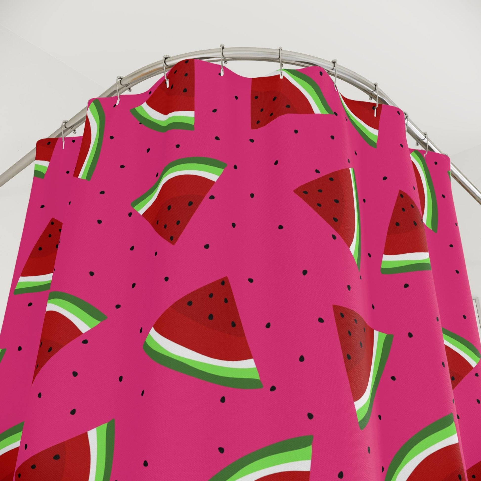 Watermelon Shower Curtain, Pink Fruit Bathroom Decor, Summer Bath, Bright Colorful Style