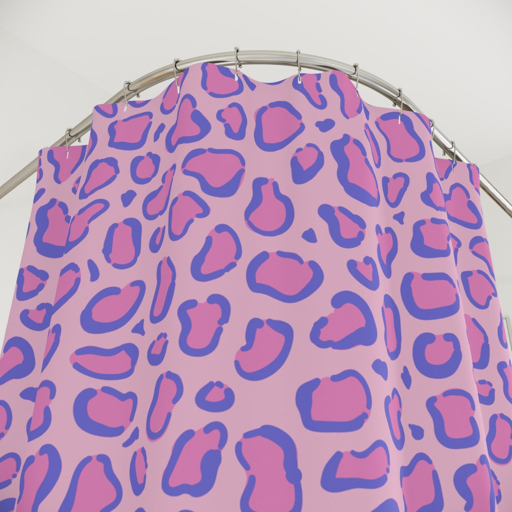 Pastel leopard shower curtain, lavender pink animal print decor, dopamine cute baddie aesthetic, girly bathroom upgrade, playful gift idea