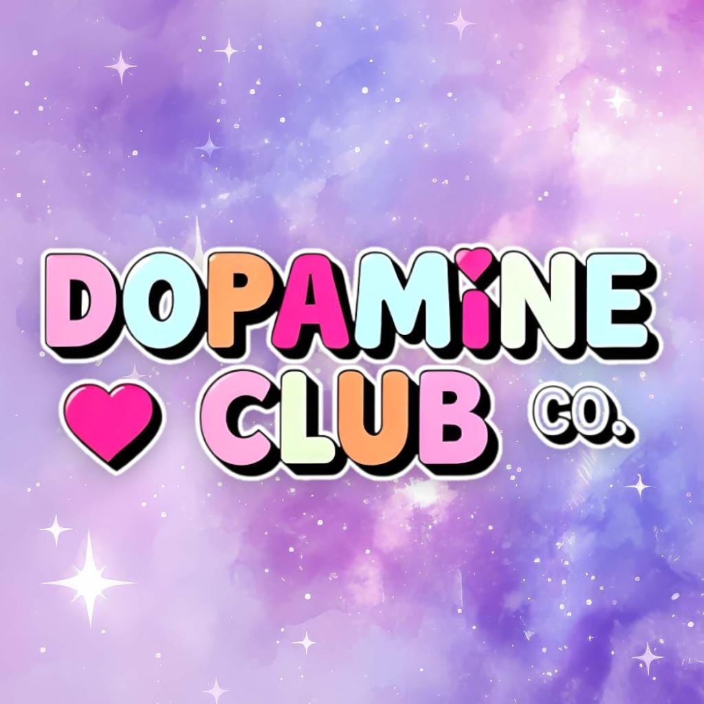 the dopamine club logo on a purple background