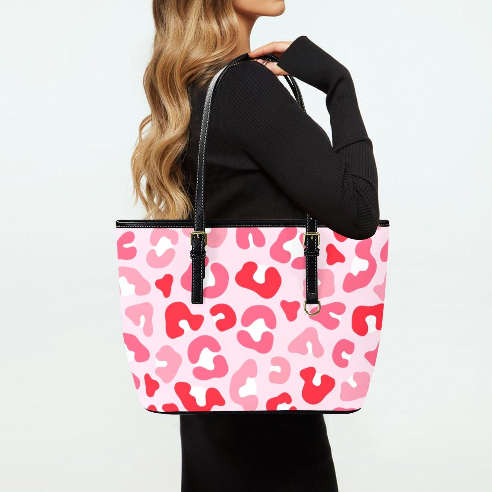 Pink Leopard Tote Bag, Animal Print Shoulder Purse, Bold Everyday Handbag, Trendy Statement Carryall