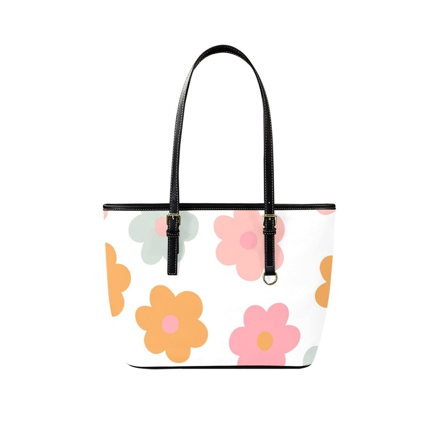 Retro Daisy Tote Bag, Mod Flower Shoulder Purse, Groovy Everyday Carryall, Cute Floral Statement Handbag