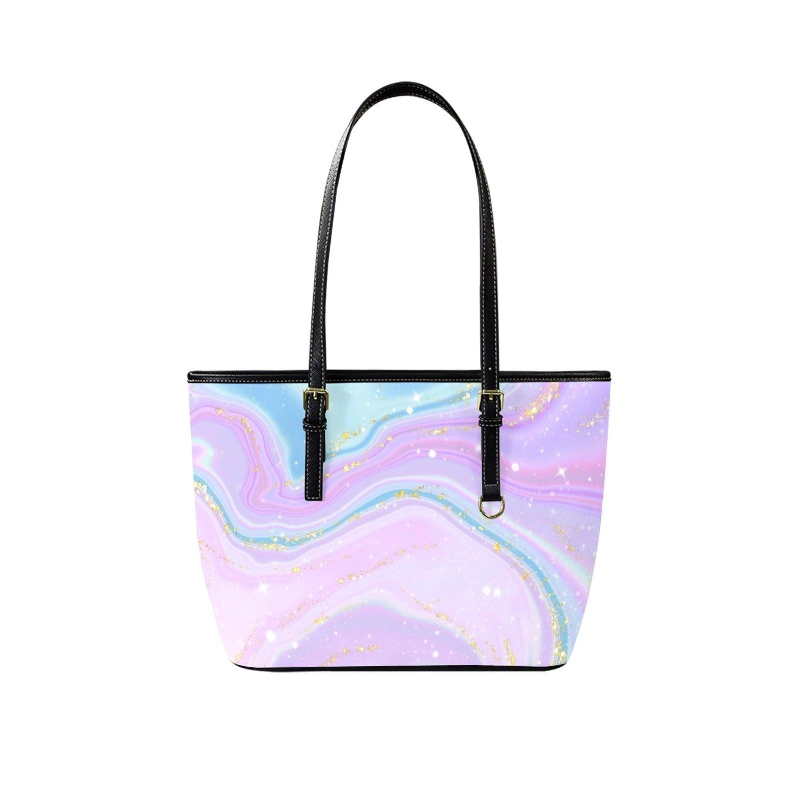 Pastel Marble Tote Purse, Dreamy Glitter Swirl Bag, Fairycore Shoulder Carryall, Soft Girl Handbag