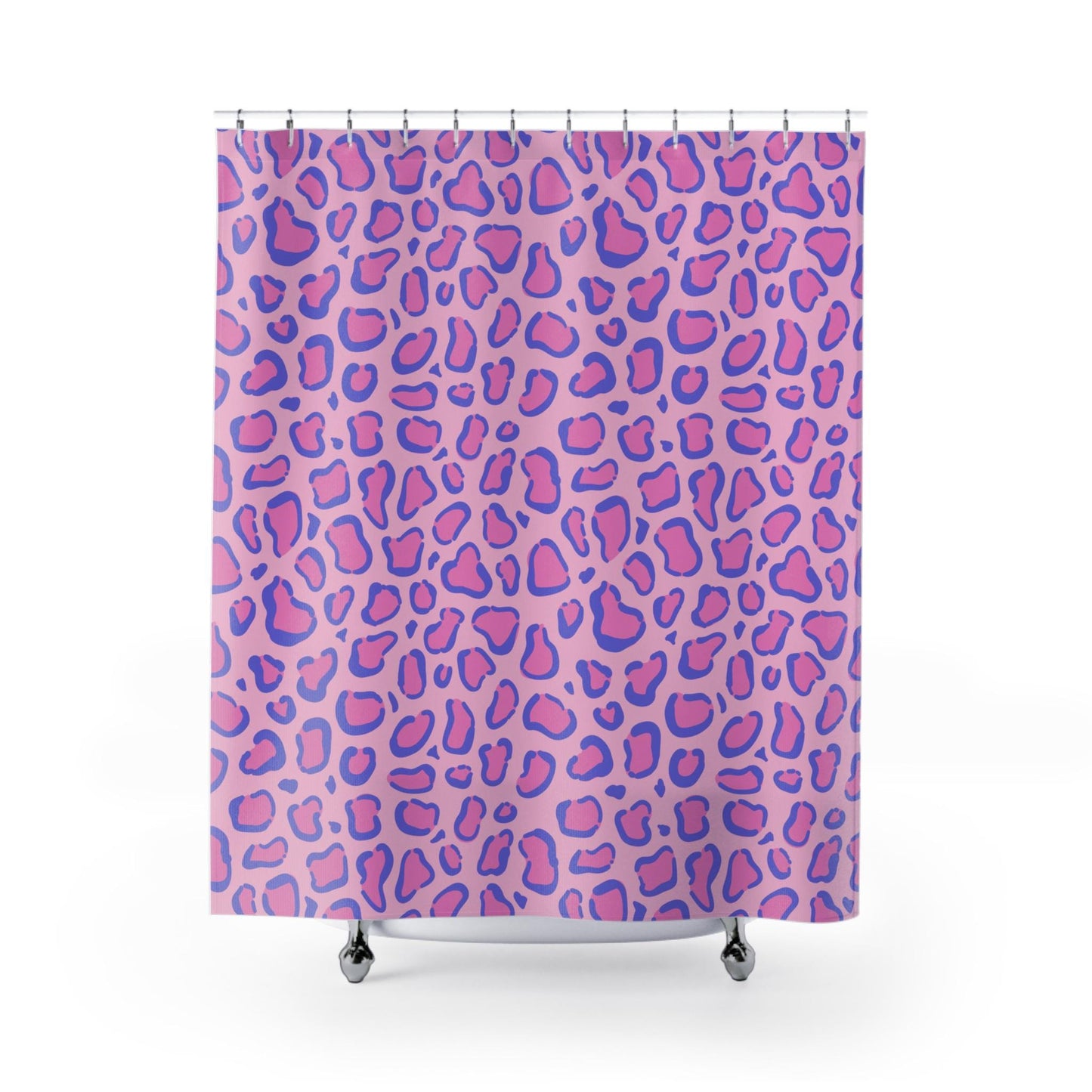 Pastel leopard shower curtain, lavender pink animal print decor, dopamine cute baddie aesthetic, girly bathroom upgrade, playful gift idea