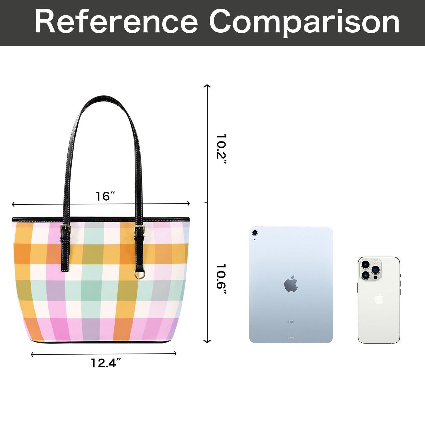 Pastel Plaid Tote Bag, Soft Check Shoulder Purse, Cute Picnic Carryall, Spring Market Handbag