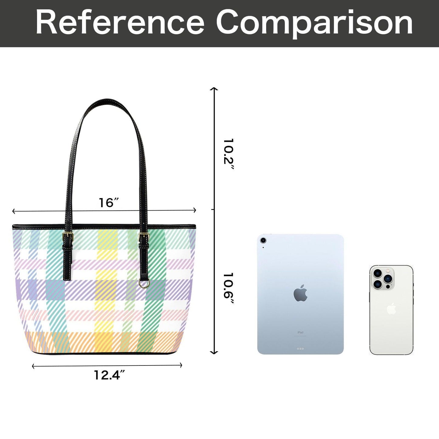 Pastel Plaid Tote Bag, Preppy Check Shoulder Purse, Spring Picnic Carryall, Soft Color Everyday Handbag