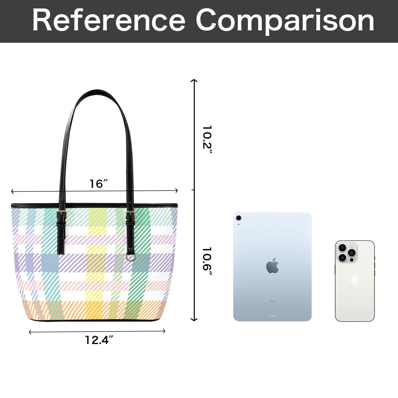 Pastel Plaid Tote Bag, Preppy Check Shoulder Purse, Spring Picnic Carryall, Soft Color Everyday Handbag