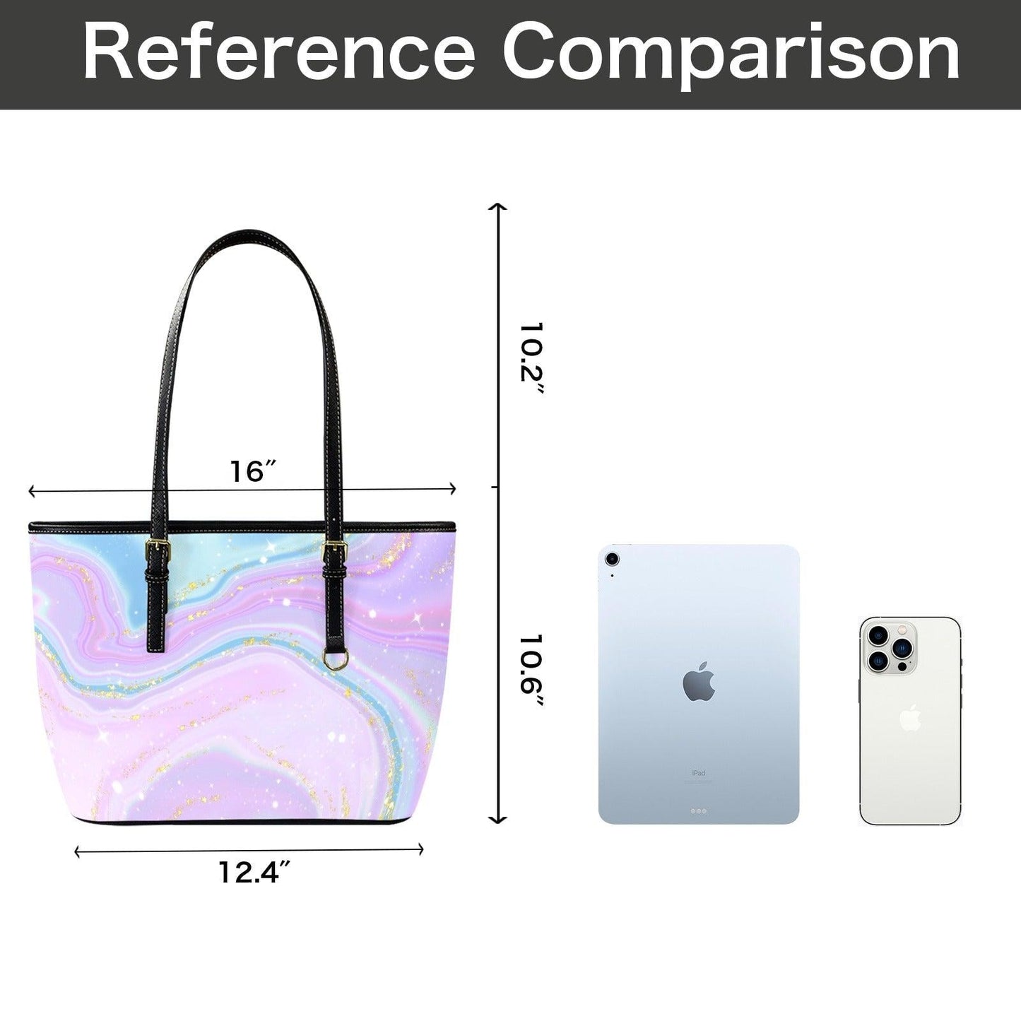 Pastel Marble Tote Purse, Dreamy Glitter Swirl Bag, Fairycore Shoulder Carryall, Soft Girl Handbag