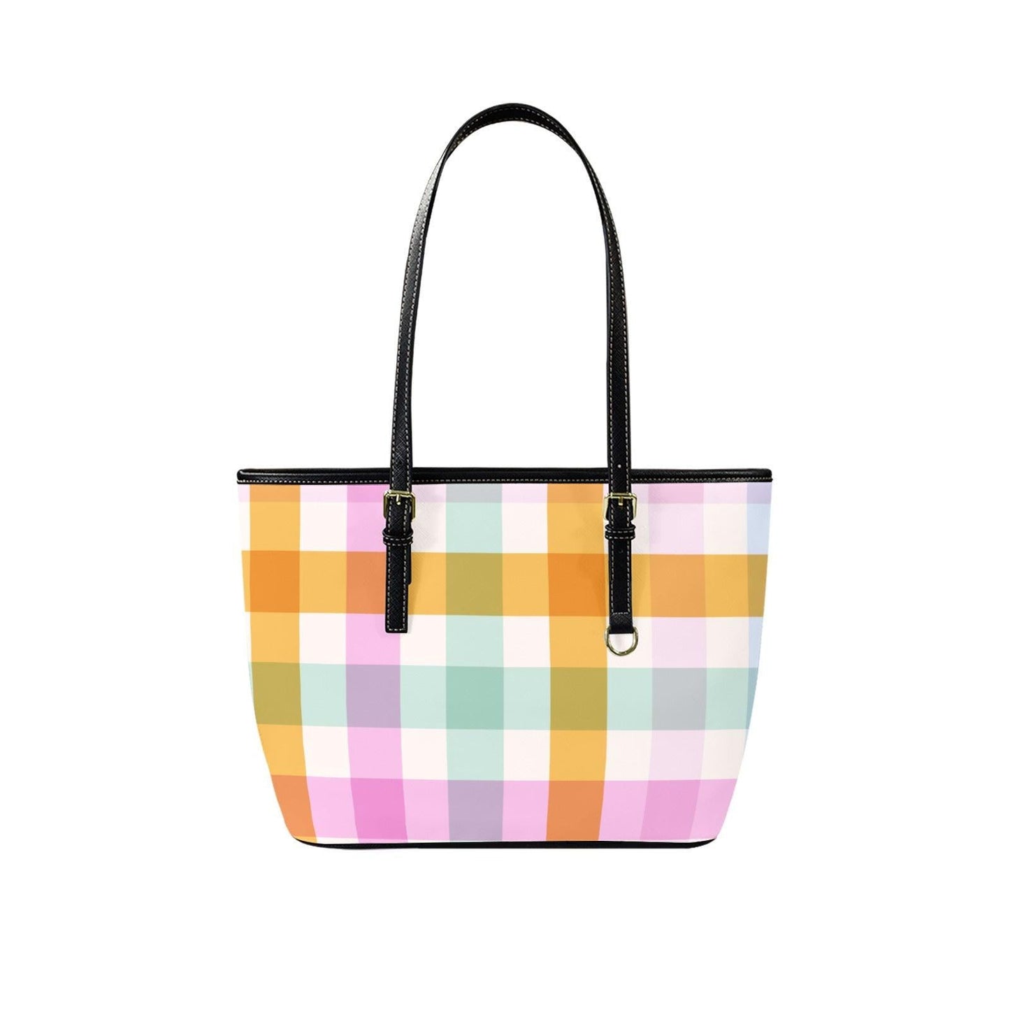 Pastel Plaid Tote Bag, Soft Check Shoulder Purse, Cute Picnic Carryall, Spring Market Handbag