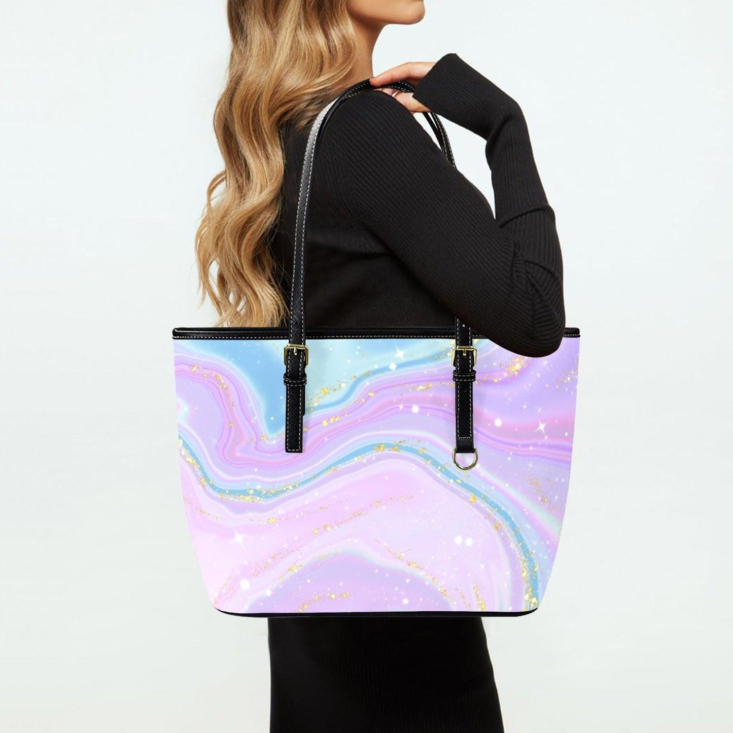 Pastel Marble Tote Purse, Dreamy Glitter Swirl Bag, Fairycore Shoulder Carryall, Soft Girl Handbag