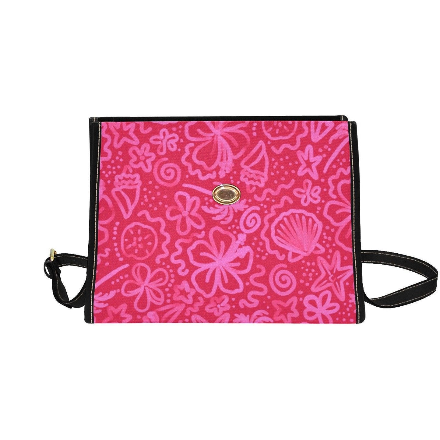 Pink Tropical Clutch Purse, Hot Pink Beach Handbag, Coastal Summer Top Handle Bag, Bold Vacation Statement Purse