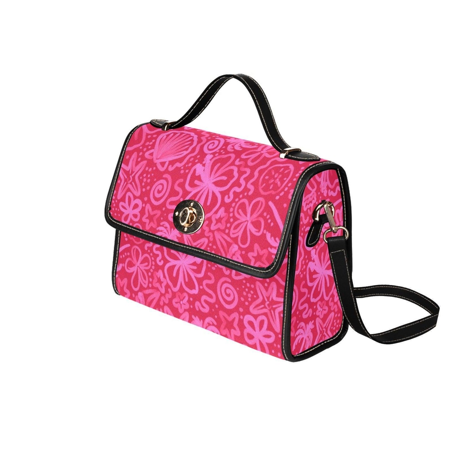Pink Tropical Clutch Purse, Hot Pink Beach Handbag, Coastal Summer Top Handle Bag, Bold Vacation Statement Purse