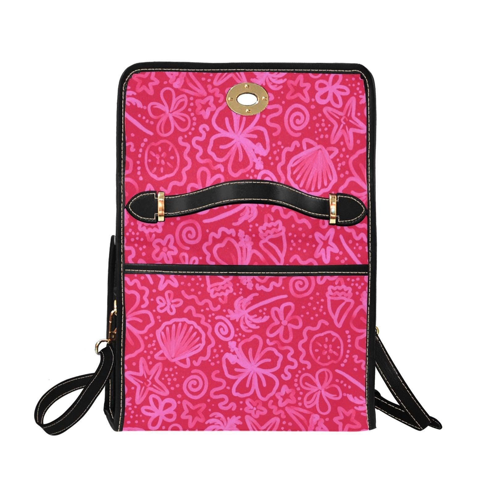 Pink Tropical Clutch Purse, Hot Pink Beach Handbag, Coastal Summer Top Handle Bag, Bold Vacation Statement Purse