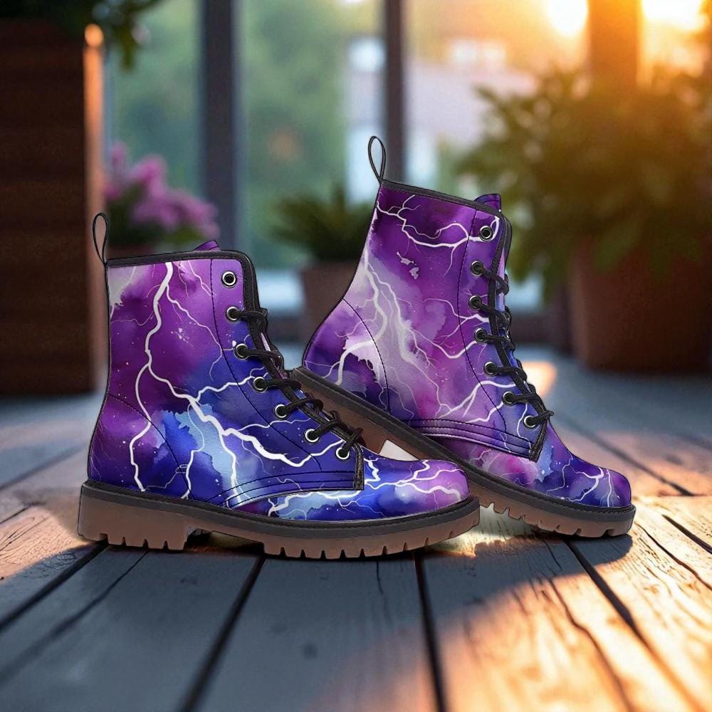 Lightning Storm Rave Boots, Festival Lace Up Platform Boots, Electric Punk Shoe Statement