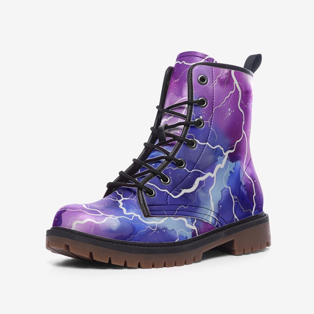 Lightning Storm Rave Boots, Festival Lace Up Platform Boots, Electric Punk Shoe Statement