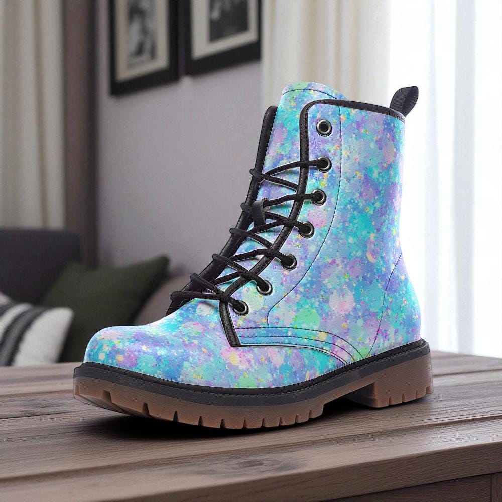 Pastel Rave Boots, Watercolor Festival Shoes, Kawaii Dopamine Outfit