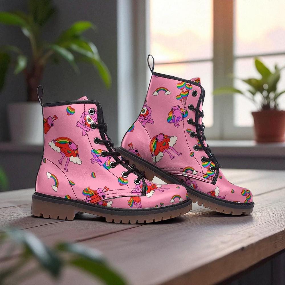 Pink Unicorn Rainbow Boots Kawaii Pastel Fairycore Festival Shoes