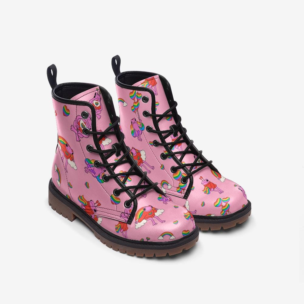 Pink Unicorn Rainbow Boots Kawaii Pastel Fairycore Festival Shoes