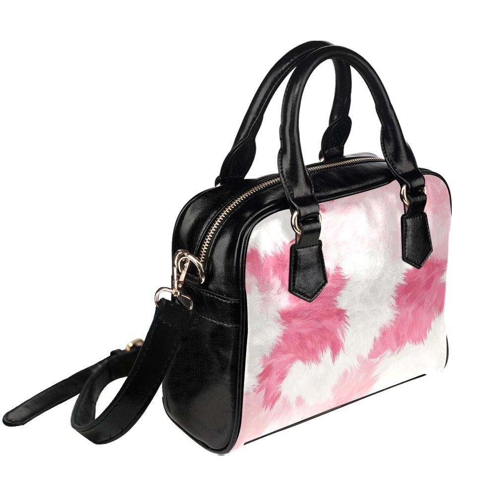 Pink Cow Print Shoulder Bag, Retro Wavy Mini Satchel, Y2K Cute Purse, Colorful Aesthetic Handbag