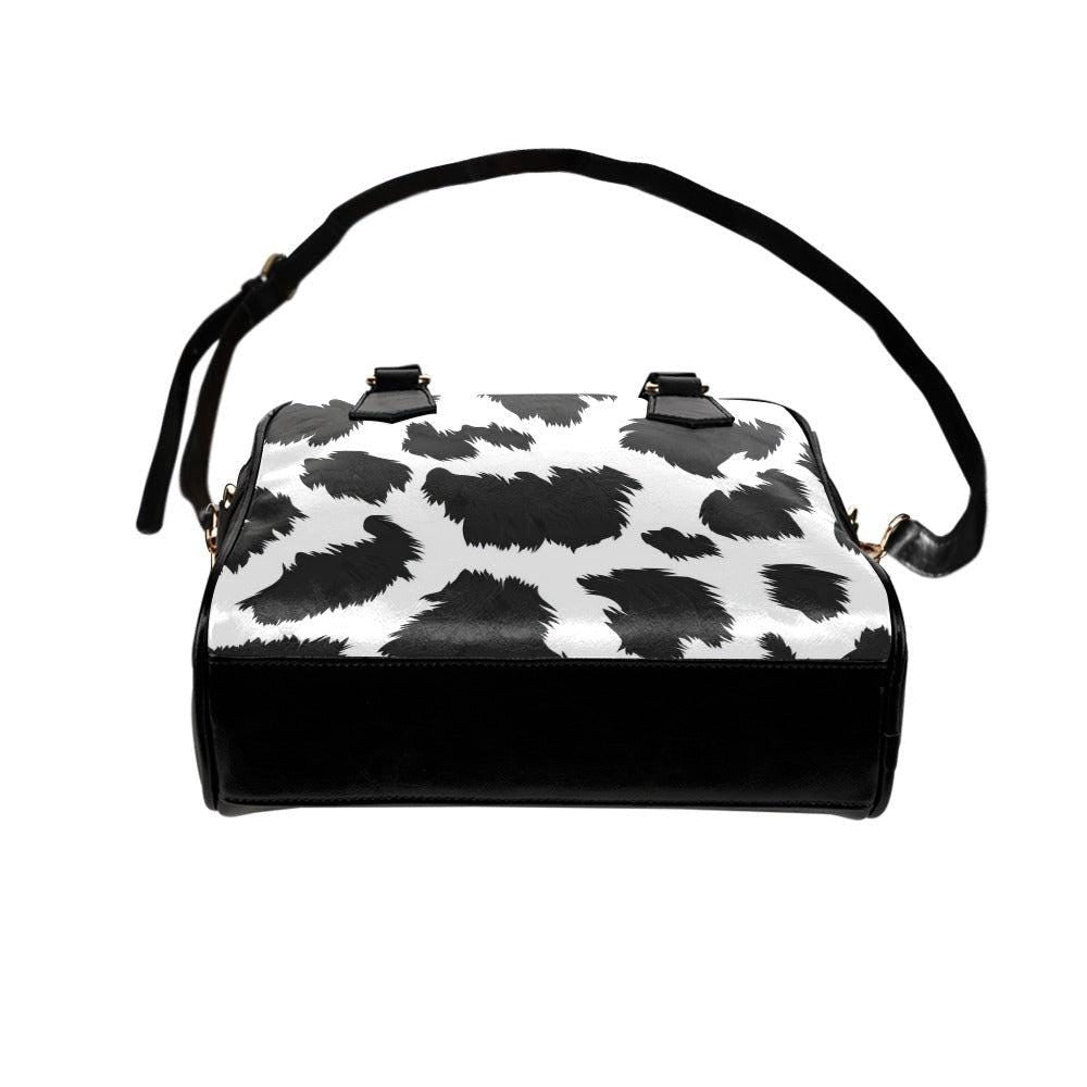 Cow Print Shoulder Bag, Mini Satchel Purse, Black White Crossbody, Trendy Y2K Aesthetic Bag