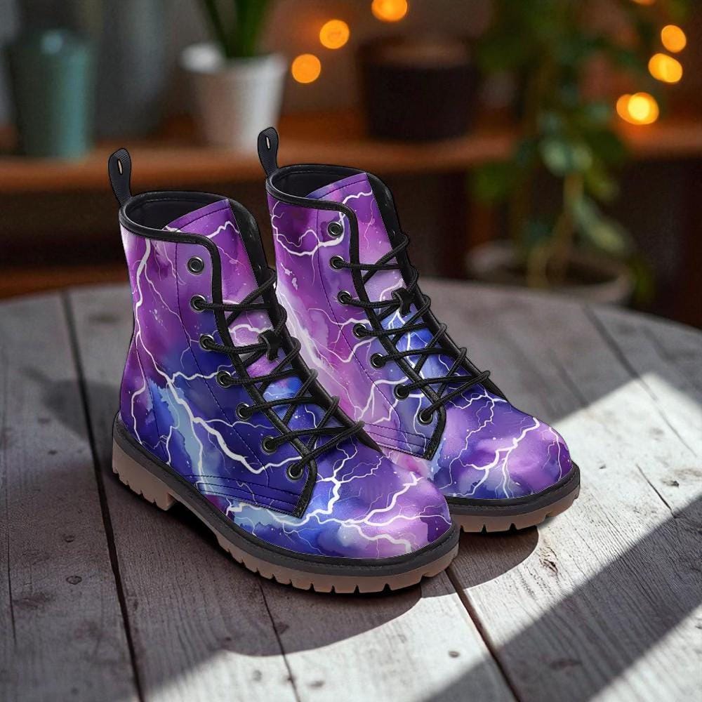 Lightning Storm Rave Boots, Festival Lace Up Platform Boots, Electric Punk Shoe Statement