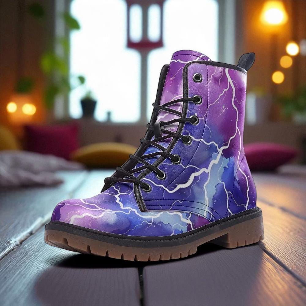 Lightning Storm Rave Boots, Festival Lace Up Platform Boots, Electric Punk Shoe Statement