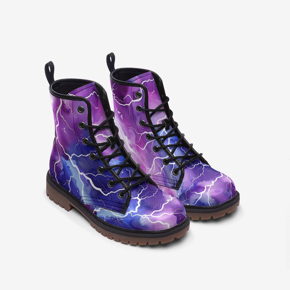 Lightning Storm Rave Boots, Festival Lace Up Platform Boots, Electric Punk Shoe Statement