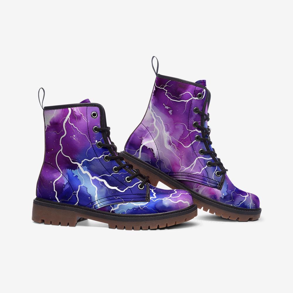 Lightning Storm Rave Boots, Festival Lace Up Platform Boots, Electric Punk Shoe Statement