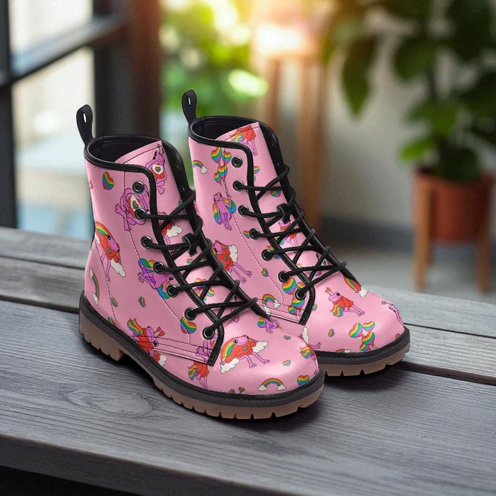 Pink Unicorn Rainbow Boots Kawaii Pastel Fairycore Festival Shoes