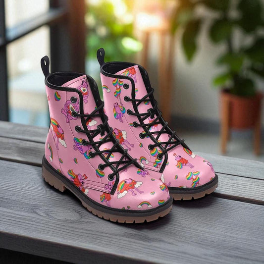 Pink Unicorn Rainbow Boots Kawaii Pastel Fairycore Festival Shoes