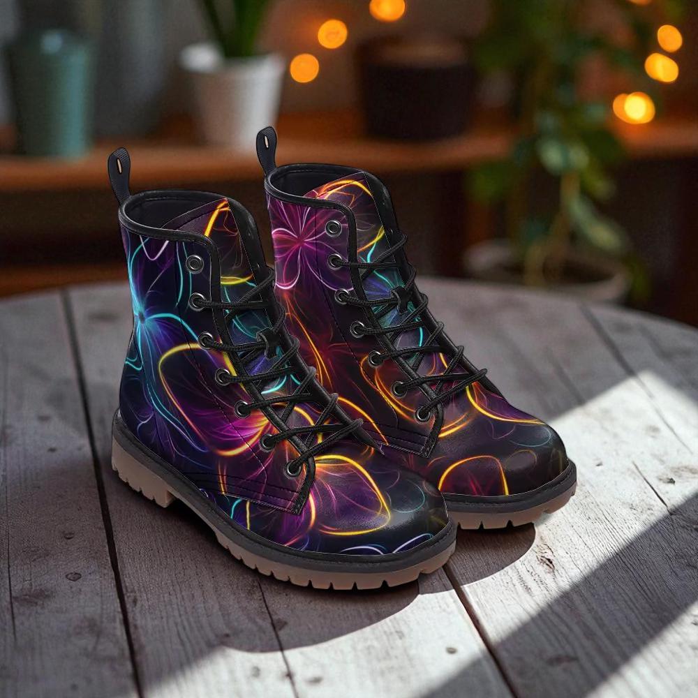 Neon Glow Festival Boots Psychedelic Rave Party Dopamine Shoes