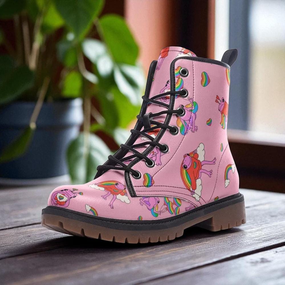 Pink Unicorn Rainbow Boots Kawaii Pastel Fairycore Festival Shoes