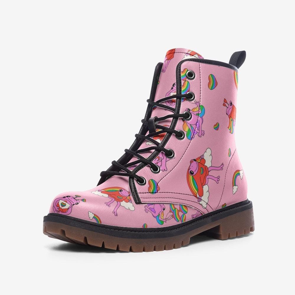 Pink Unicorn Rainbow Boots Kawaii Pastel Fairycore Festival Shoes
