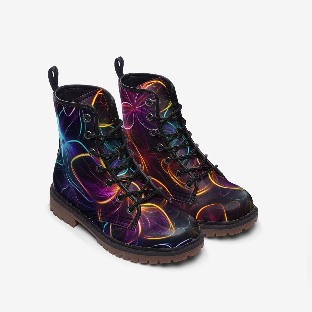 Neon Glow Festival Boots Psychedelic Rave Party Dopamine Shoes