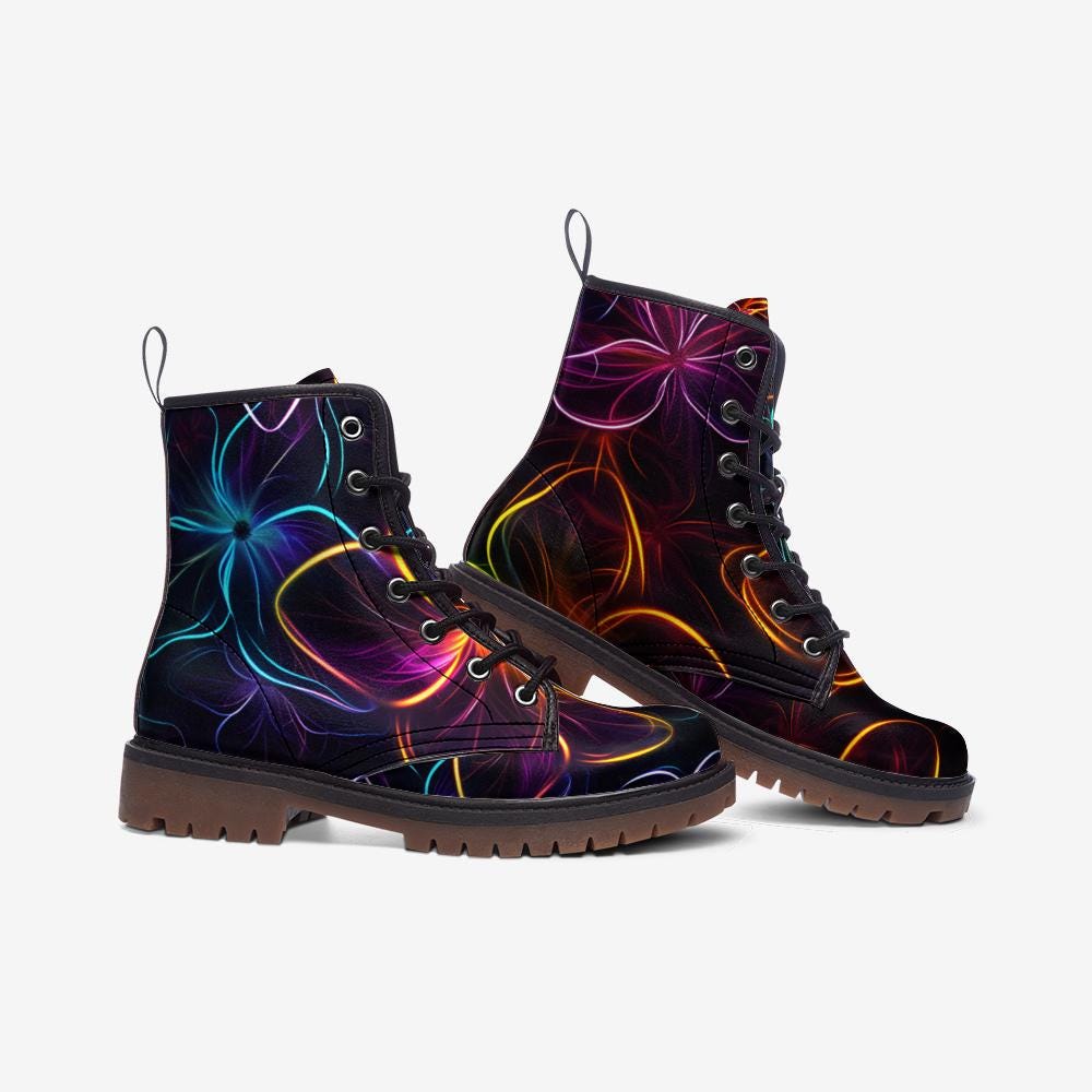 Neon Glow Festival Boots Psychedelic Rave Party Dopamine Shoes