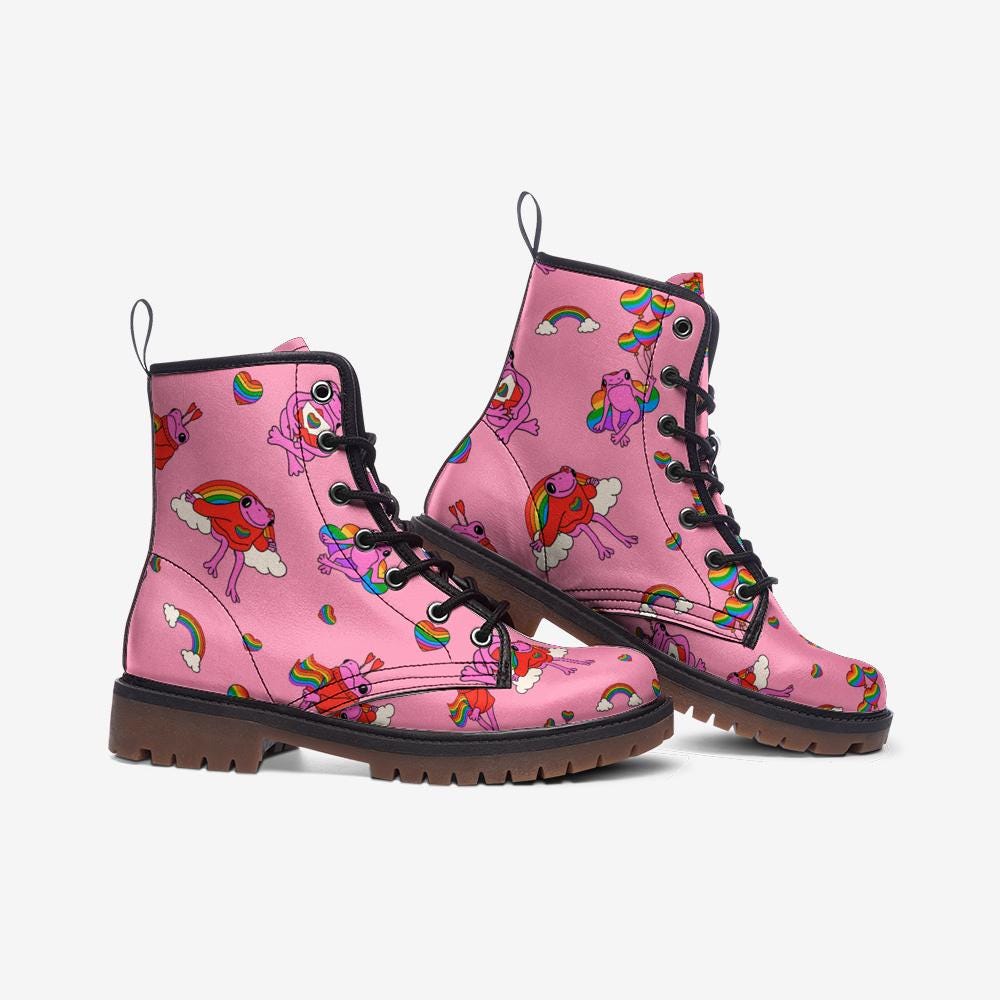 Pink Unicorn Rainbow Boots Kawaii Pastel Fairycore Festival Shoes