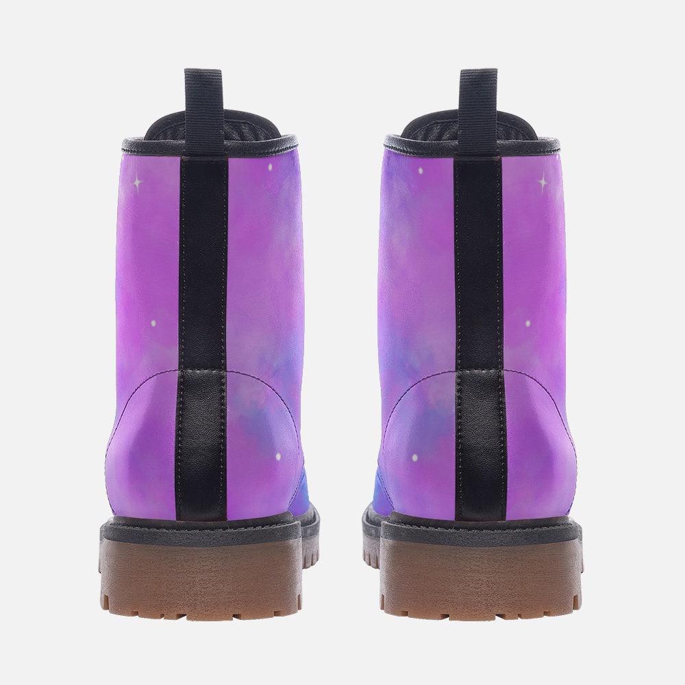 Galaxy Combat Boots, Rave Festival Shoes Purple Blue Pastel Boots