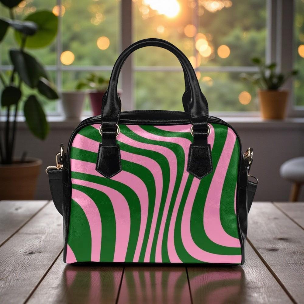 Pink Cow Print Shoulder Bag, Pastel Mini Satchel Purse, Y2K Cute Fashion Bag, Trendy Aesthetic Crossbody