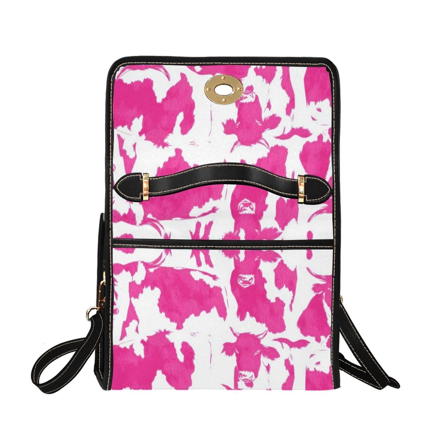 Pink Cow Print Satchel Bag, Western Top Handle Crossbody Purse for Farmcore and Y2K Style