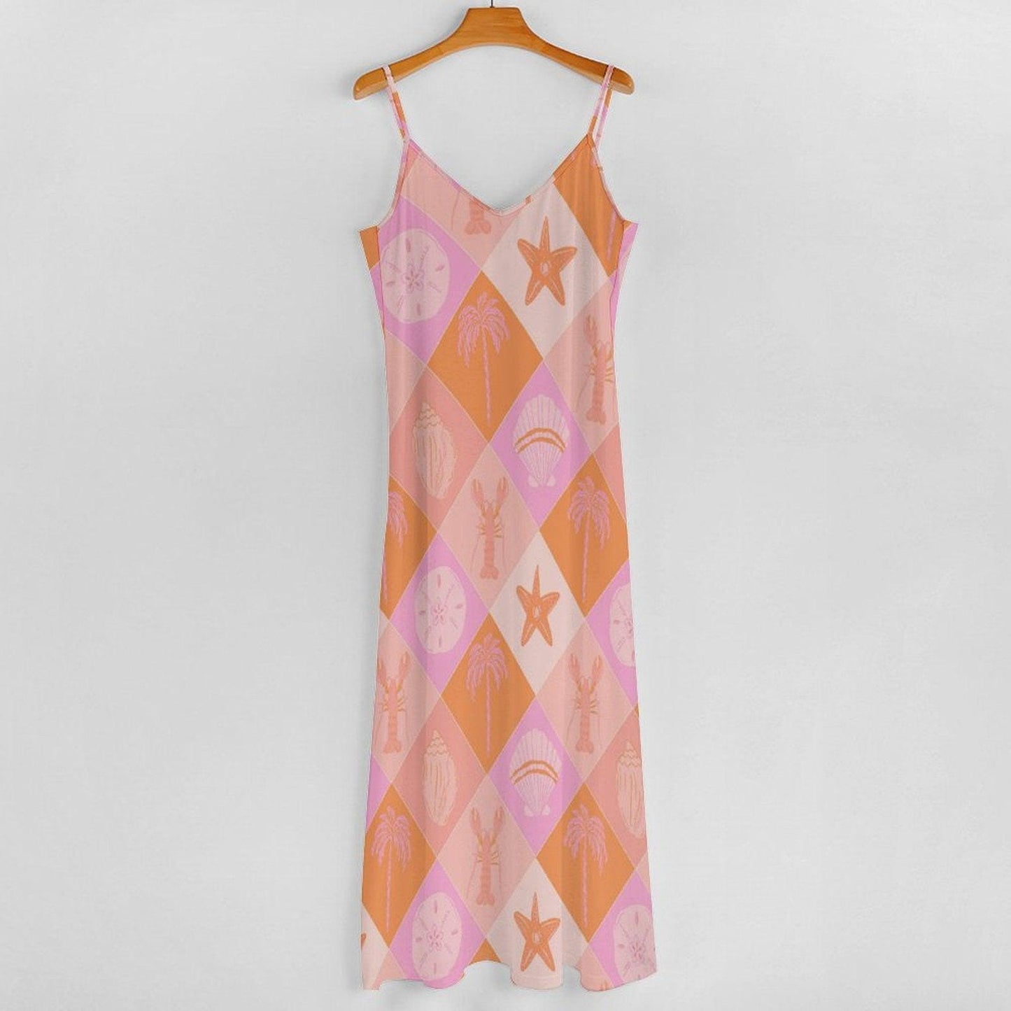 Pastel Beachcore Maxi Dress, Coastal Vibes Summer Dress, Y2K Soft Girl Aesthetic Sundress, Pink Ocean Shell Dress, Mermaidcore Outfit