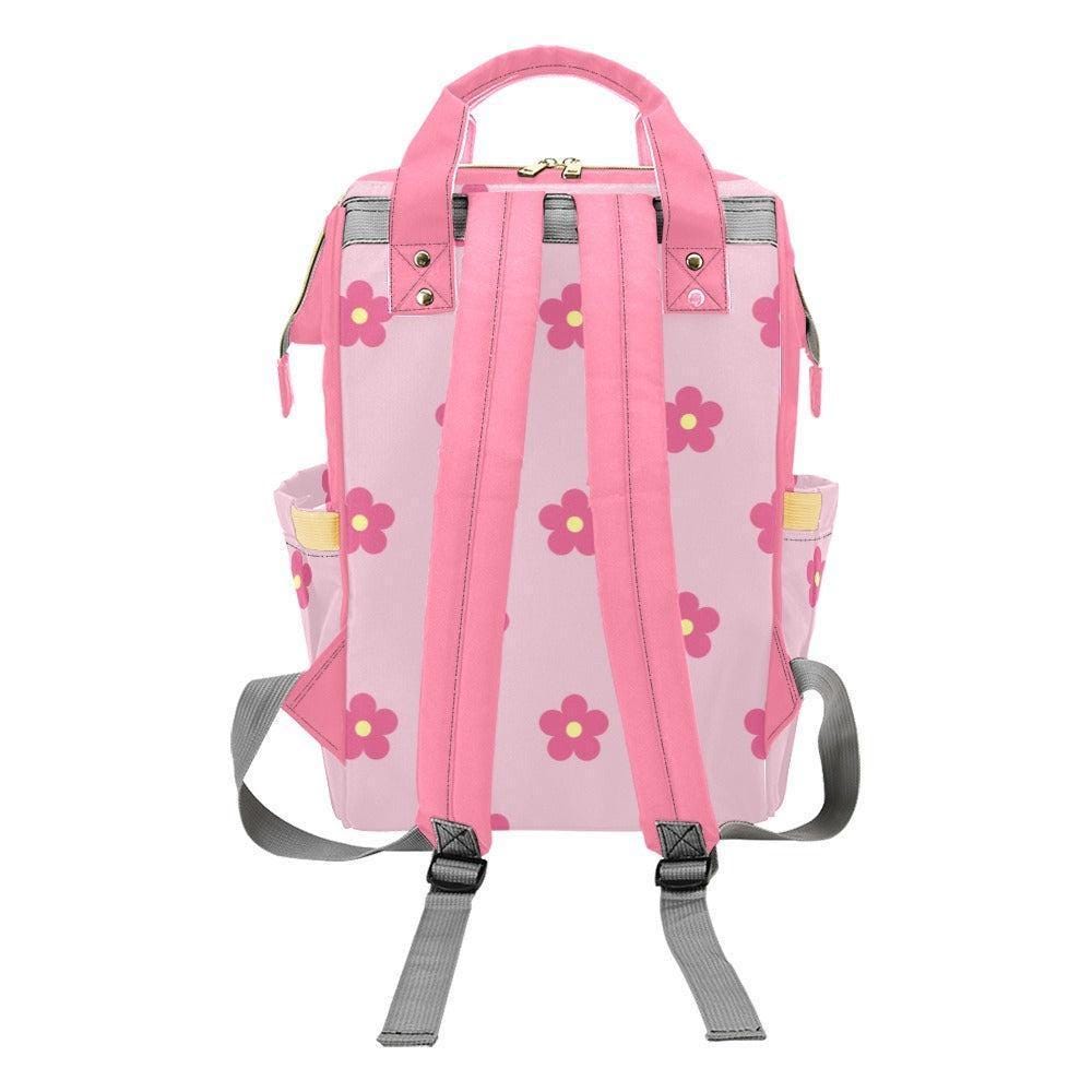 Pink Daisy Diaper Backpack, Floral Baby Bag, Cute Soft Girl Tote, Toddler Travel Bag, Mom Style