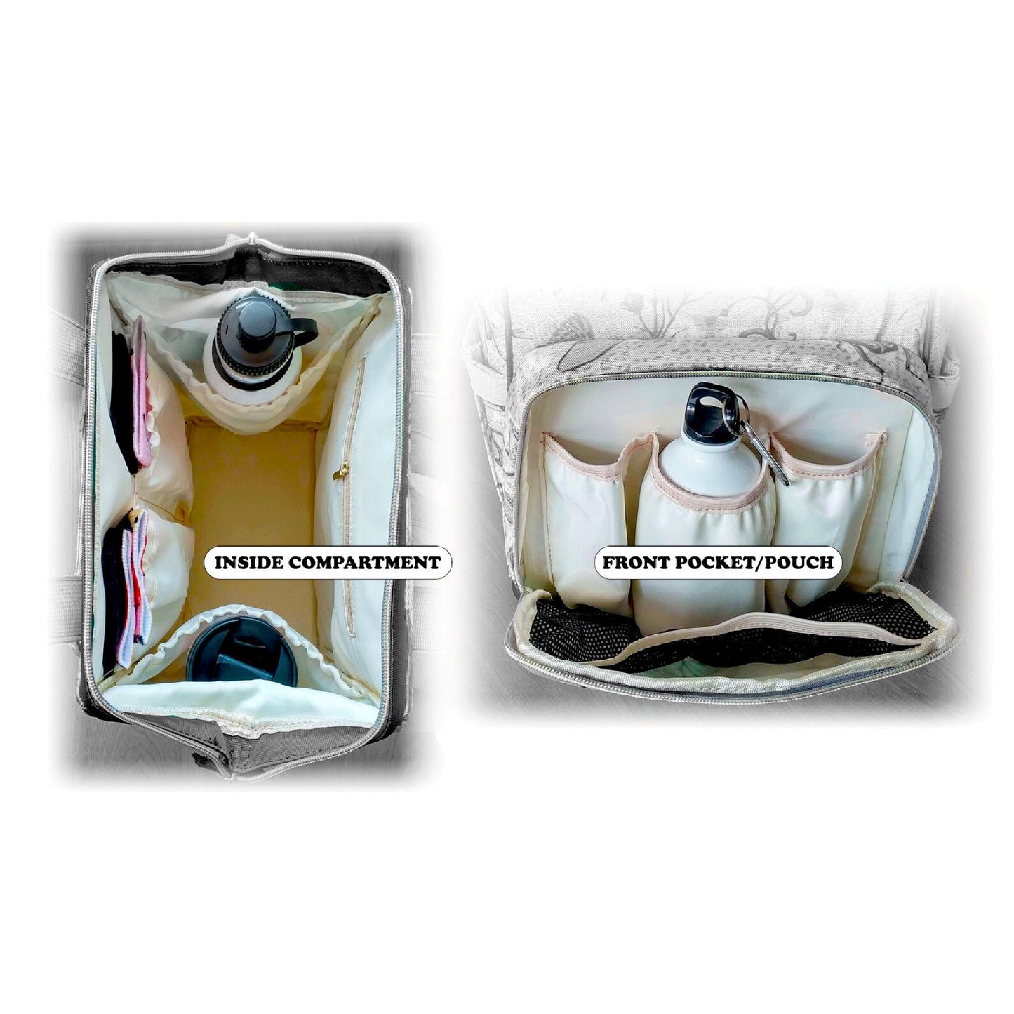 the inside compartment of a travel bag with the contents in it