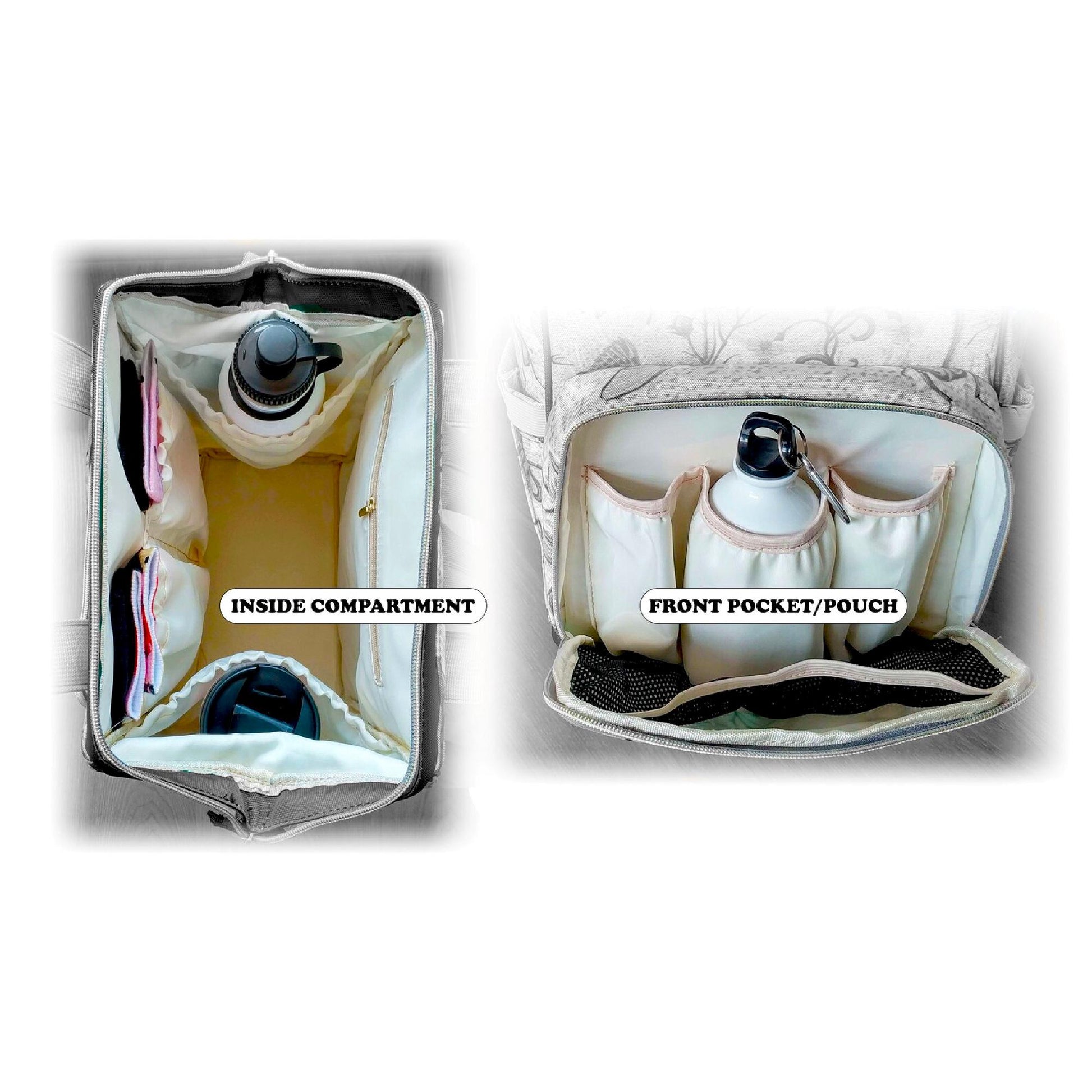 the inside compartment of a travel bag with the contents in it