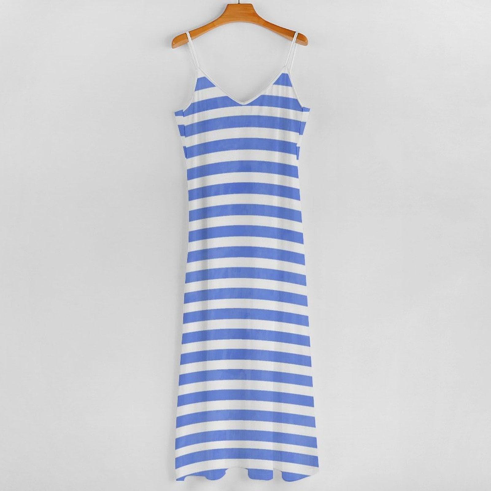 Blue Stripe Maxi Dress, Coastal Granddaughter Summer Look, French Girl Style Slip Dress, Nautical Vibes Cottagecore Outfit, Seaside Dress