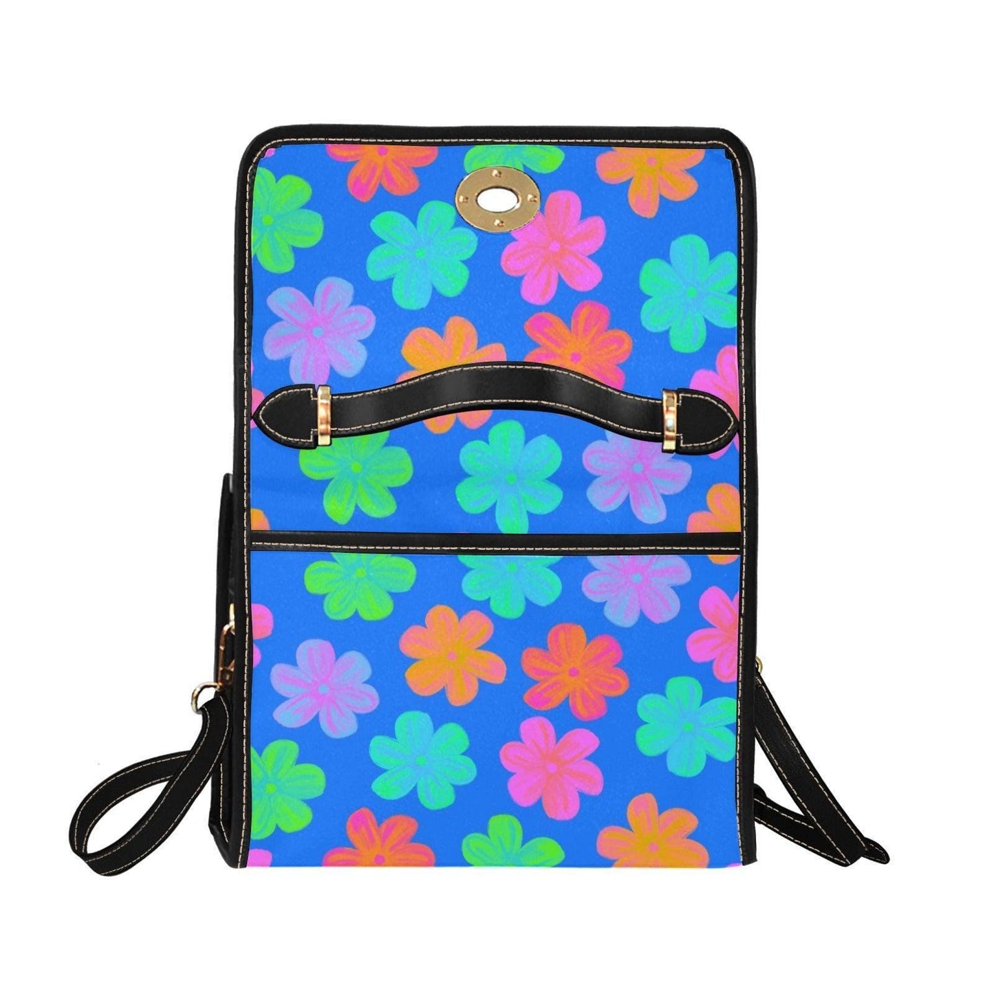 Neon floral crossbody bag, retro colorful satchel purse, summer statement handbag, vibrant daisy accessory