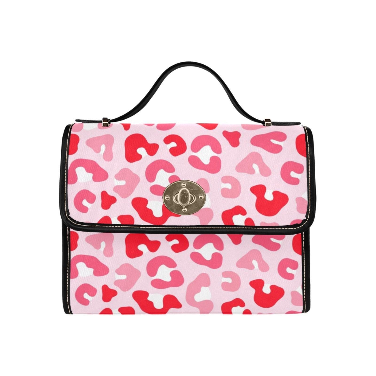 Pink Leopard Print Crossbody Bag, Kawaii Animal Pattern Handbag, Trendy Y2K Statement Purse
