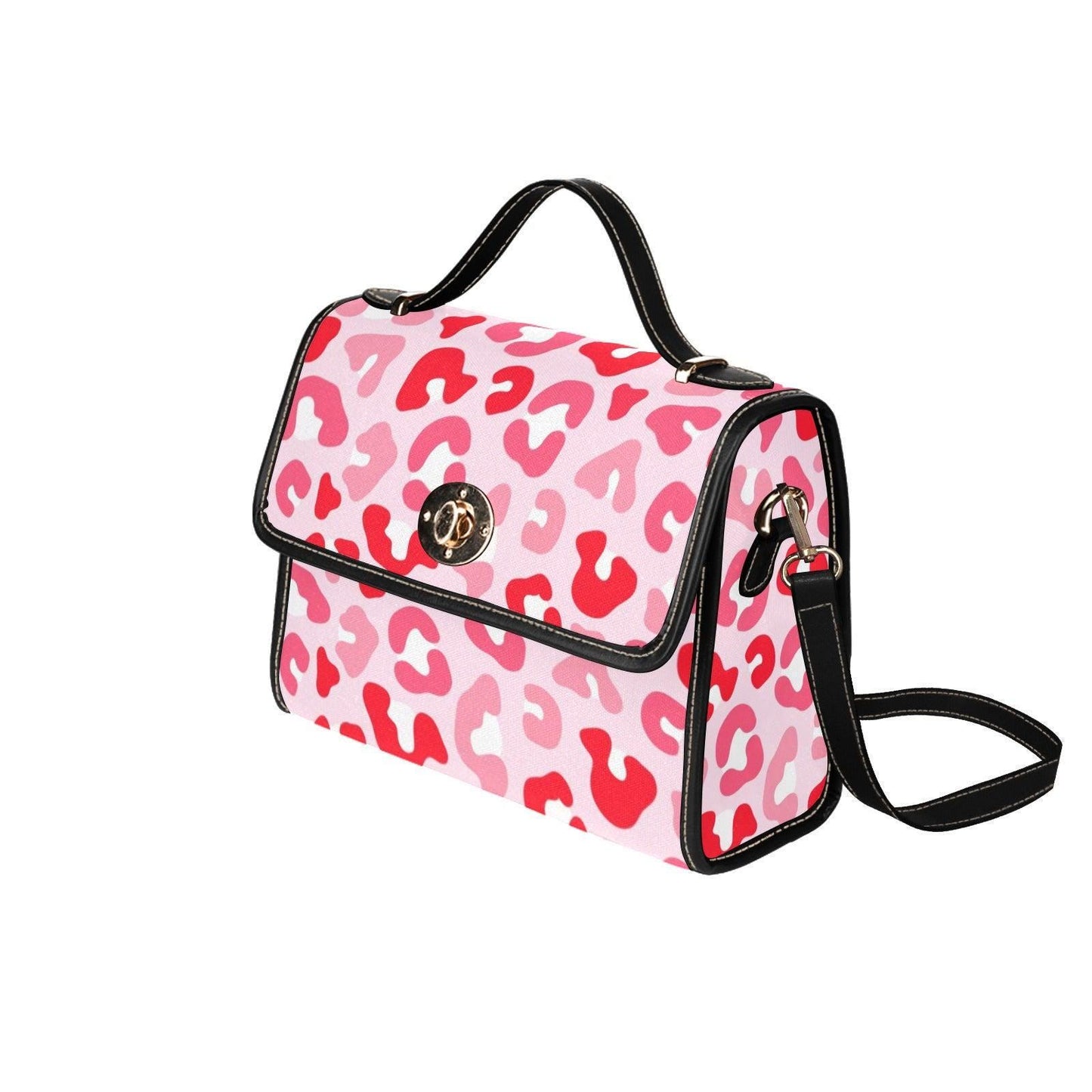 Pink Leopard Print Crossbody Bag, Kawaii Animal Pattern Handbag, Trendy Y2K Statement Purse