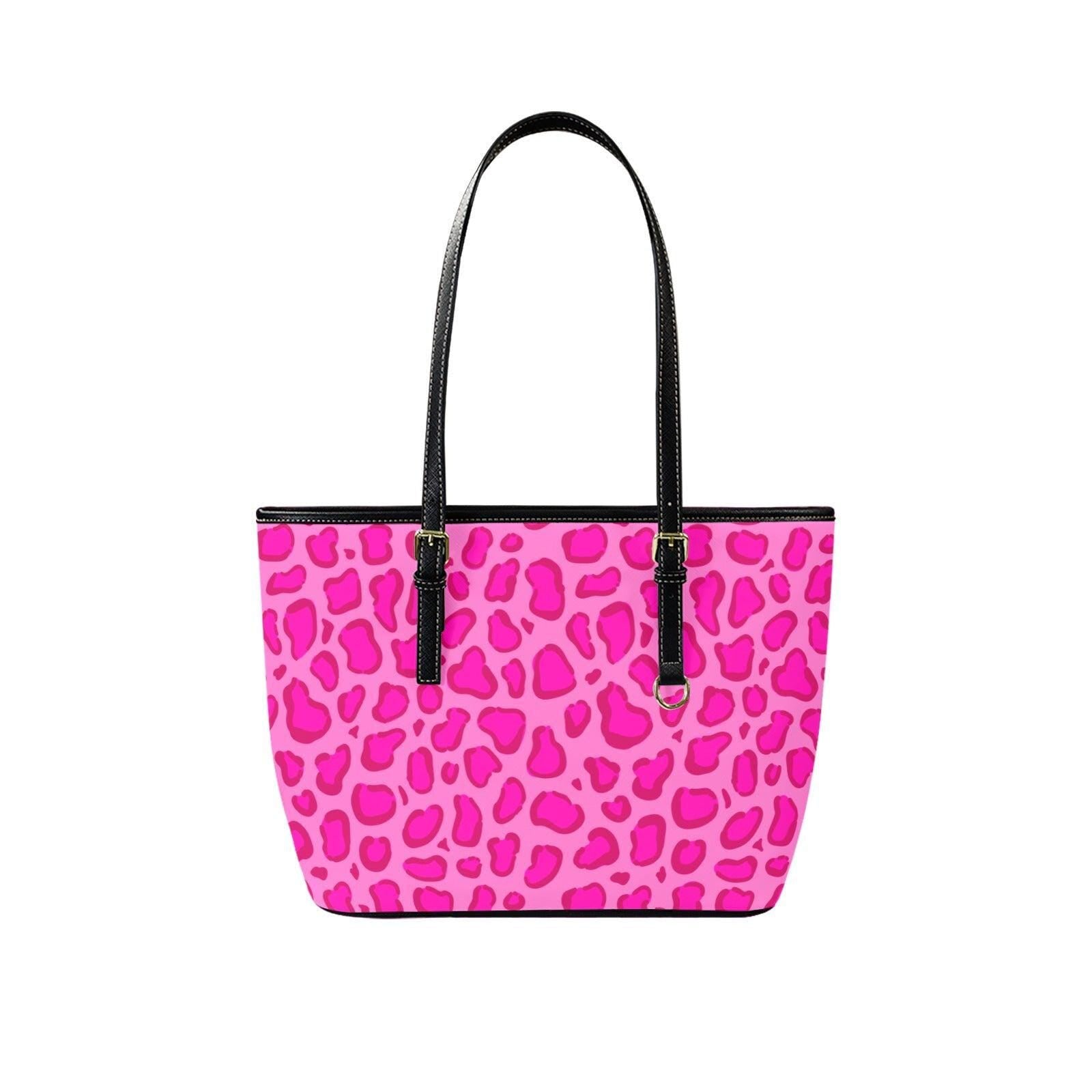 Hot Pink Leopard Tote Bag, Statement Animal Print Purse, Night Out Shoulder Bag, Trendy Fashion Carryall