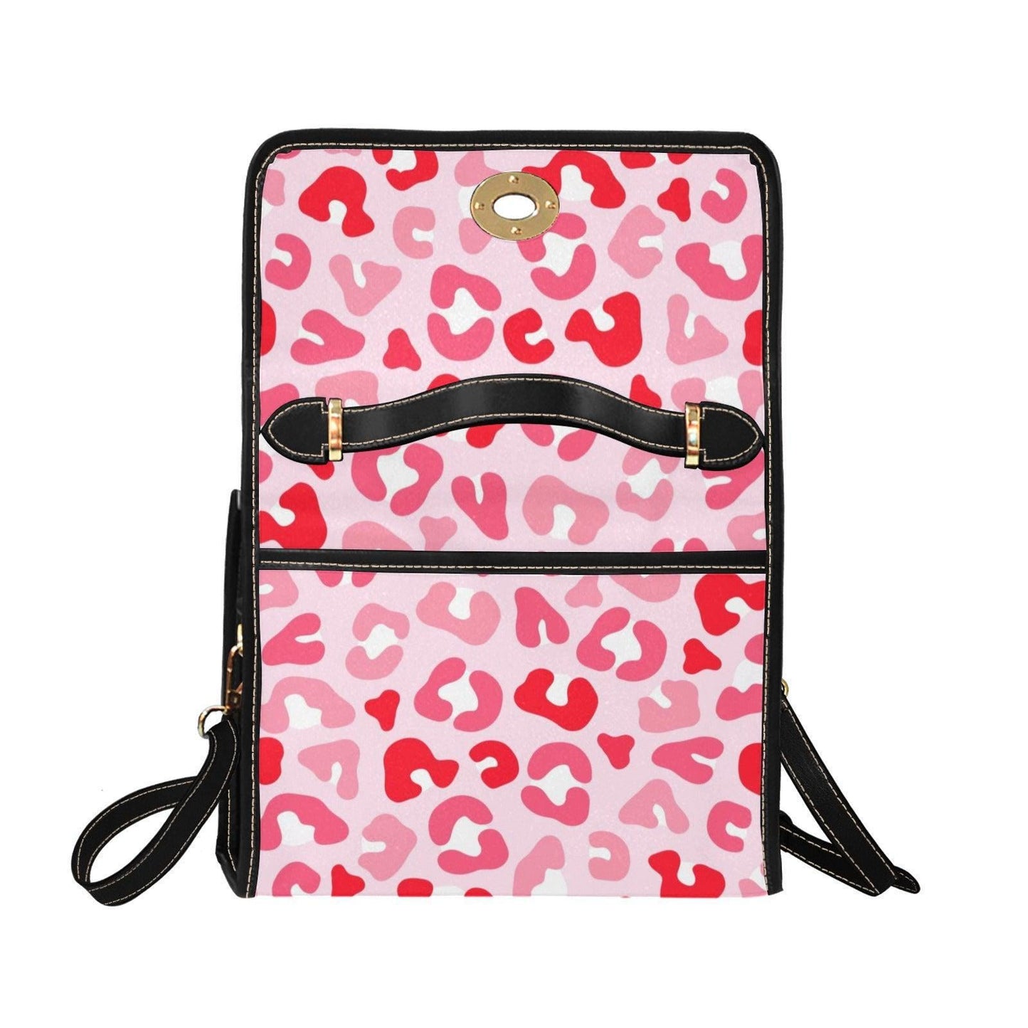 Pink Leopard Print Crossbody Bag, Kawaii Animal Pattern Handbag, Trendy Y2K Statement Purse