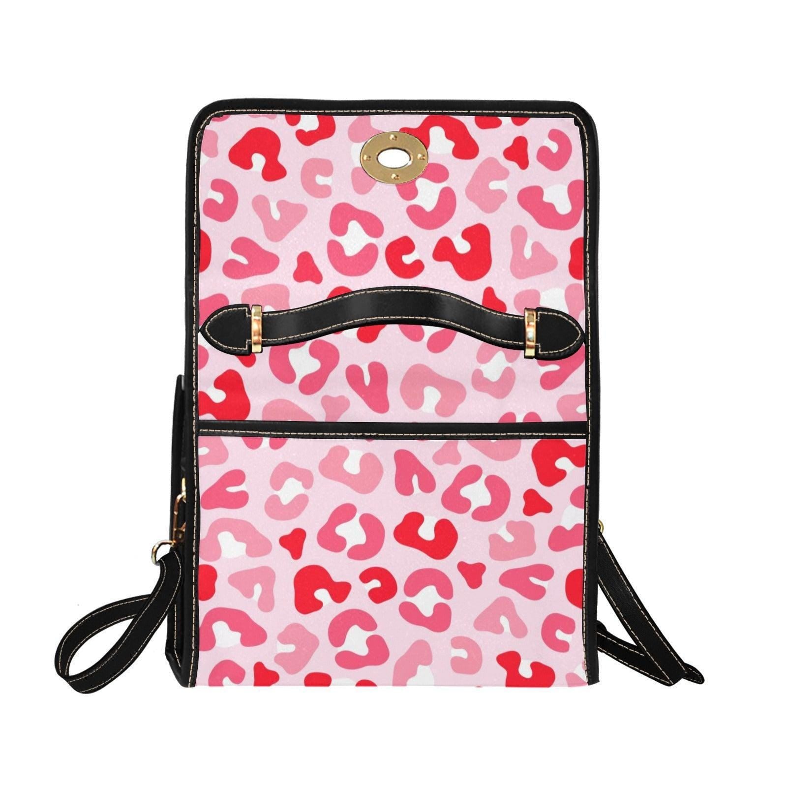 Pink Leopard Print Crossbody Bag, Kawaii Animal Pattern Handbag, Trendy Y2K Statement Purse