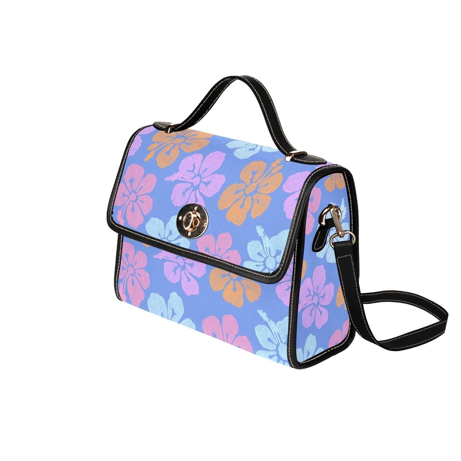 Hibiscus Top Handle Bag, Pastel Tropical Floral Clutch, Summer Resort Waterproof Purse